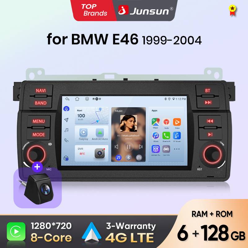 Junsun 7" 10.26” Wireless CarPlay Android Auto Car Radio for BMW E46 M3 318 320 325 330 335 Multimedia Wireless Apple CarPlay Smart Intelligent Systems IPS Touch Screen Stereo Video Player 2 Din
