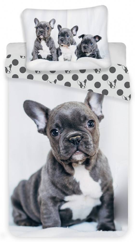 Bäddset med fransk bulldog, 140x200 cm och 70x90 cm