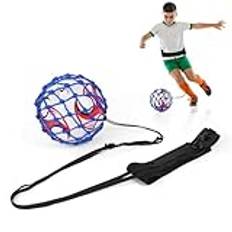 Ainiv Fotbollsnät kicker, fotboll bungee tränare med justeringsbälte, fotboll sparktränare, handsfree träningshjälp fotbollsträning för barn vuxna, träningsutrustning för storlek 3, 4, 5 fotbollar