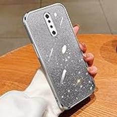 ATISIJIE Transparent Glitter Skal för Motorola Moto E7 Plus,Stötskyddad Telefon Bumper Bling Gnistra för Kvinnor Flickor Fodral för Motorola Moto E7 Plus-Silver