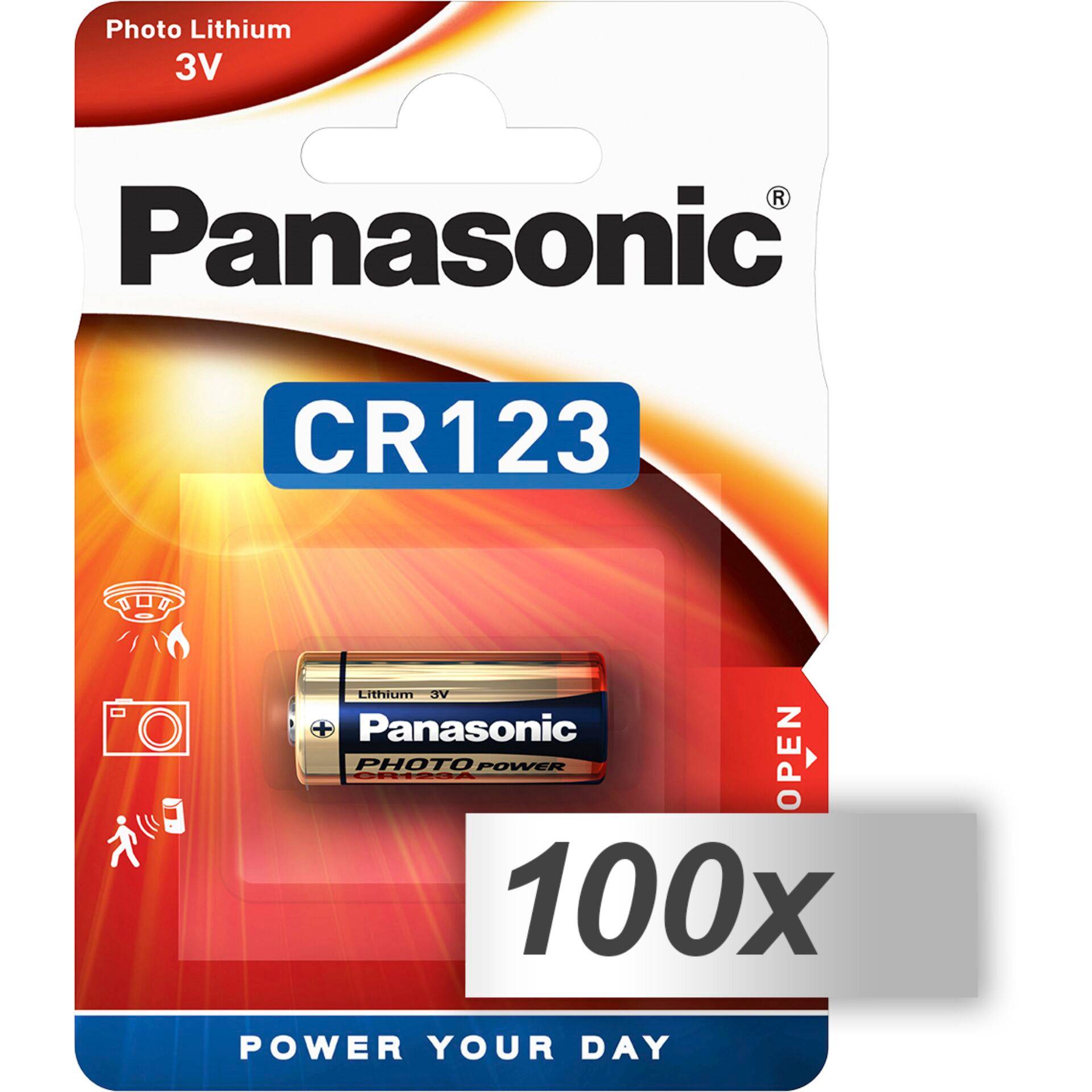 100x1 Panasonic Photo CR-123 A Lithium VPE Outer Box