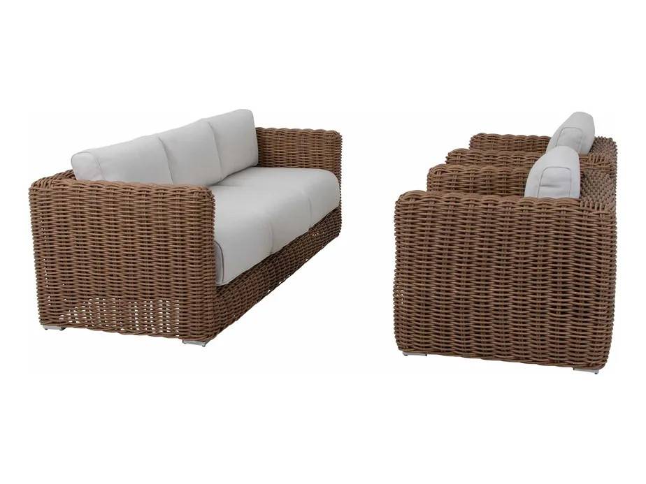 Sunzo Vermont soffgrupp Natur med beige dyna 3-sitssoffa & 2 st fåtöljer Natur med beige dyna 3-sitssoffa & 2 st fåtöljer