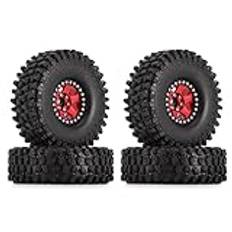 INJORA 1.9 RC Crawler däck och fälgar Beadlock fälgar set 4 stycken däck för 1/10 RC Crawler Axial SCX10 90046 AXI03007 TRX4 (röd)