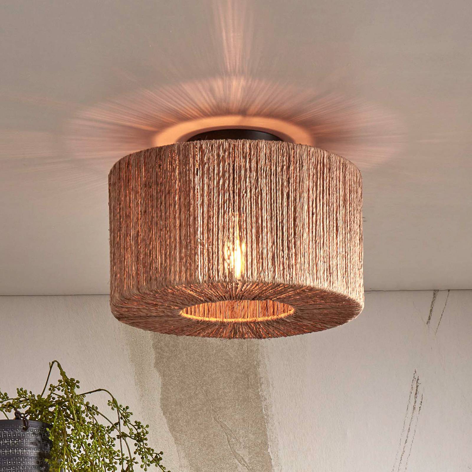 Good & Mojo Design taklampa Iguazu, dimbar, Creme / bärnsten, Vardagsrum / matsal, Textil / tyger / siden, Design, Taklampa