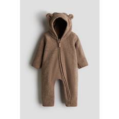 Brun Heldragt i fleece med hætte - Size: 62 (2-4M) - H&M