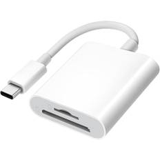 Type-C-kortlæser til SD og MicroSD – kompatibel med iPhone, Mac og Android