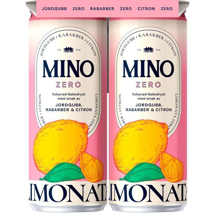 MINO Jordgubb, Rabarber & Citron Zero Burk 4x33cl