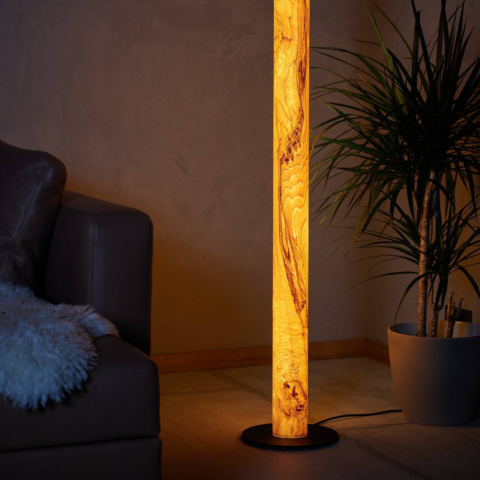 LeuchtNatur Golvlampa Gracia, dimbar, Ljust trä, Vardagsrum / matsal, Trä, Modern, Golvlampa