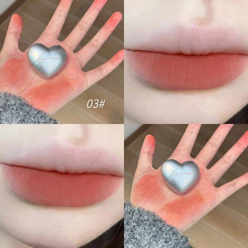Hjärta Läppstift Sammet Matte Lip Mud Lera Lip Gloss Flytande Lip Tint Cream Pigment Långvariga Läppar Makeup Kosmetika