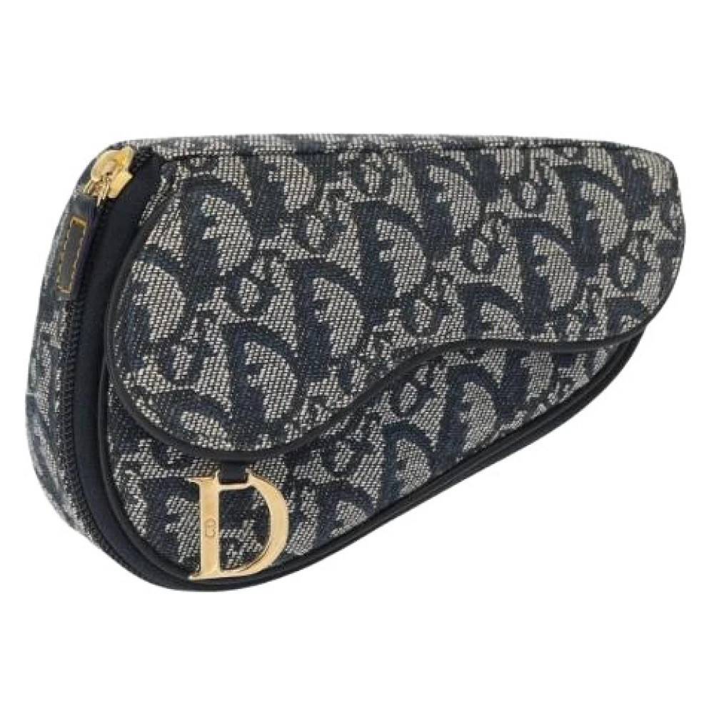 Dior Vintage Pre-owned Mini Pouch - Vintage - Dame - Blå - ONE SIZE - Uld