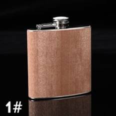 6oz trä läder höftkolvar rostfritt stål whisky vin alkohol flagon flaska drinkware för - Stil 1