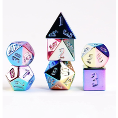 Aluminum Plated Polyhedral Dice Set - Rainbow Aegis w/ White Numbers (16mm)