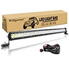 Willpower 24 tum 180 W LED-ljusramp + 2 st starka magnetiska monteringskonsolhållare + trådsele 12 V 24 V off-road körljus IP67 spotstråle arbete dimlampor för 4 x 4 offroad lastbil bil båt