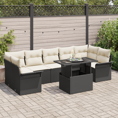 vidaXL 8 Delers Have Sofa Sæt med Puder Sort Poly Rattan