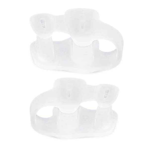 SEBS tåseparator för hallux valgus och överlappande tår, dubbelhålsdesign, mjuk, tvättbar, bärbar i skor för dagligt bruk, anti-friktion, 2-pack Trans