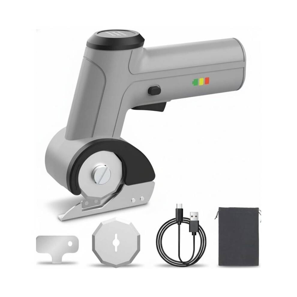 4V Cordless Electric Scissors, Max Cut 1/4" for Cardboard Box/Thin Carpet/Plastic, Includes Storage Case & USB Cable