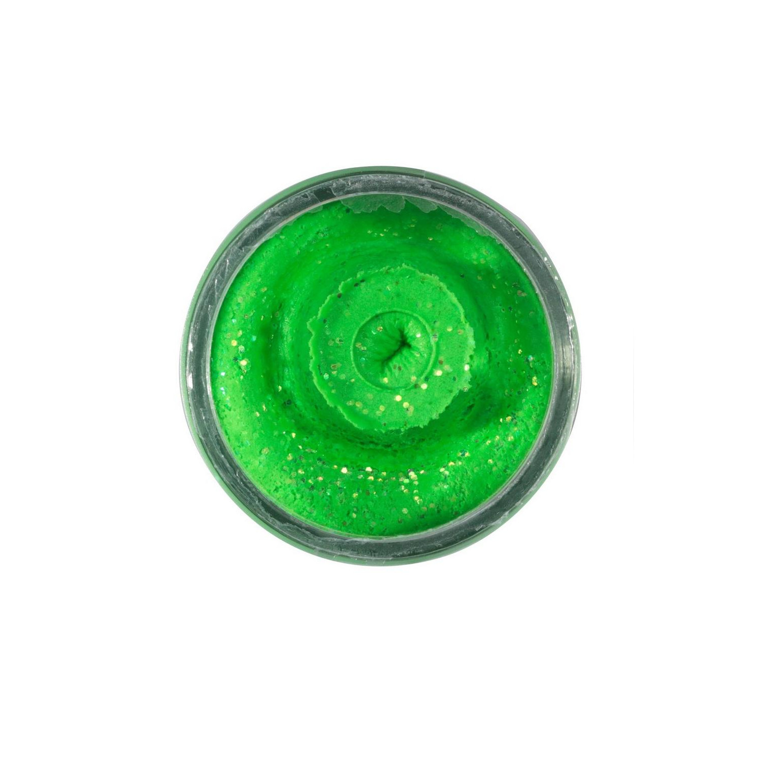 Powerbait Natural Glitter Trout Dough - Garlic Spring Green Glitter.