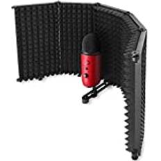 YOUSHARES Microphone Isolation Shield för Blue Yeti Mic - Pop Shield för mikrofon Portable Studio Akustisk Shield med absorberande skum, Vocal Booth Reflection Filter (5 paneler)