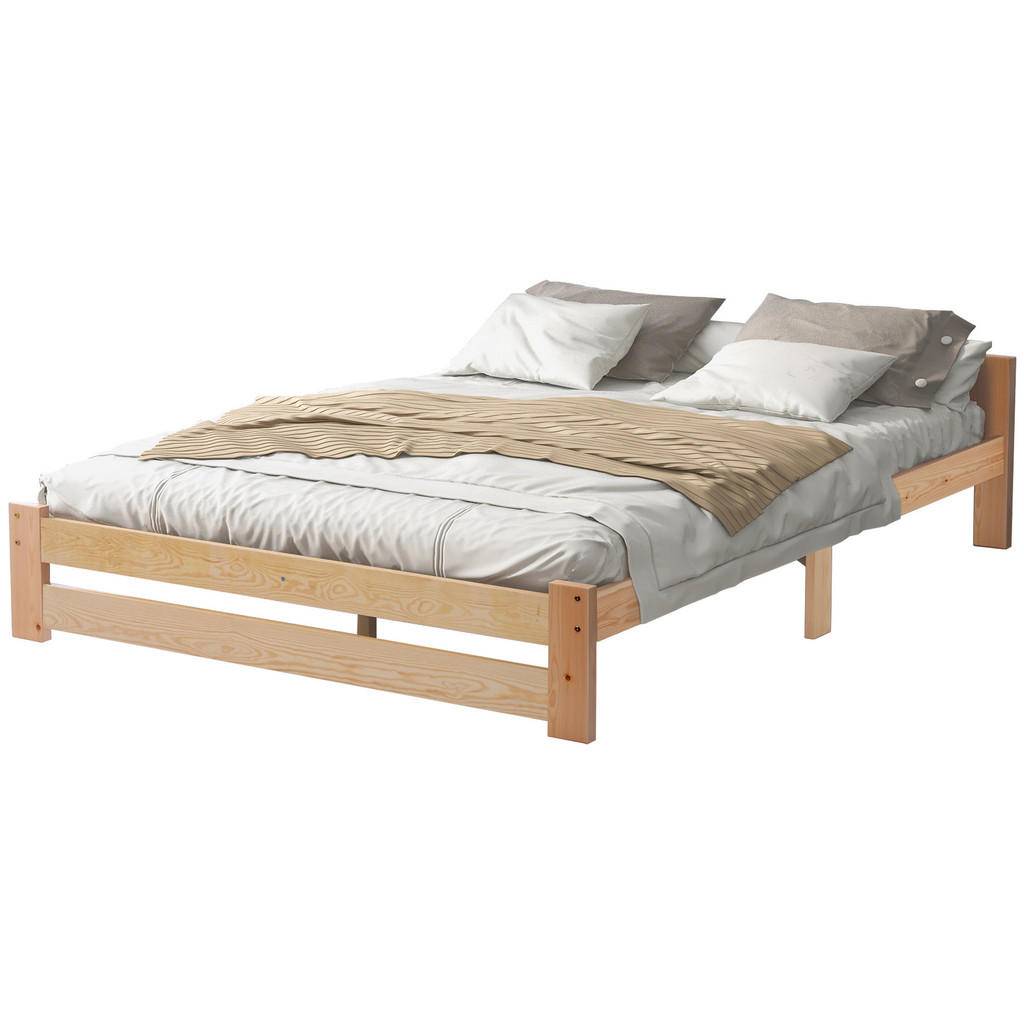 SÄNG 200x140cm med gavel och lamellbotten, natur - Naturfärgad
