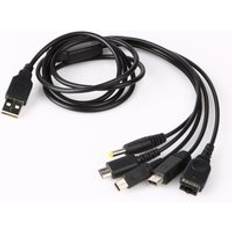 5 in1 usb -laddare laddningskablar för nintendo 3ds( xl/ll ) 2ds dsi (xl/ll) för gba sp/wii u för sony psp 1000/2000/3000