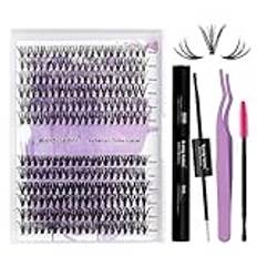 Lash Cluster Kit DIY Lashes Extensions Kit Ögonfransar Kluster 12-16mm C Curl Eyelashes Extension Bond and Seal Fransar Kluster(20D/30D-C Curl)