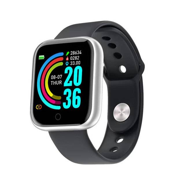 Bluetooth smart klocka män kvinnor blodtrycksmätare vattentät fitness tracker armband puls smartwatch för android ios - Y68 silver- svart