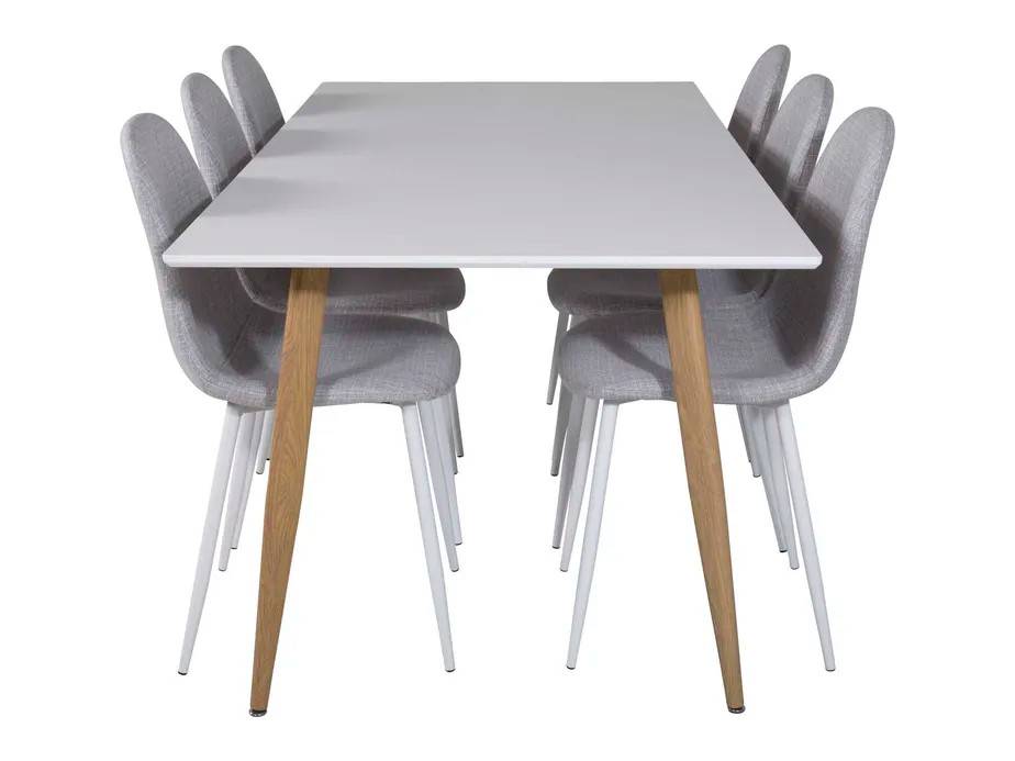 Venture Design Polar & Polar spisegruppe Hvid/grå 6 st stole & borde 180 x 90 cm