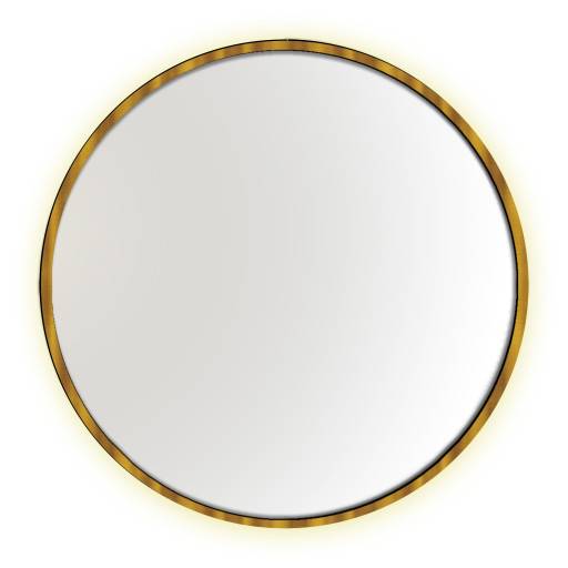Kriss Halo Round spejl med lys, touch, Ø60 cm, guld