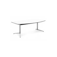 Paustian Spinal Table Boatshape, Størrelse 110 x 280 cm., Stel Krom, Bordplade Hvid laminat m. sort kant