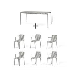 Hay - Palissade sæt - Bord + 6 armstole - Sky grey