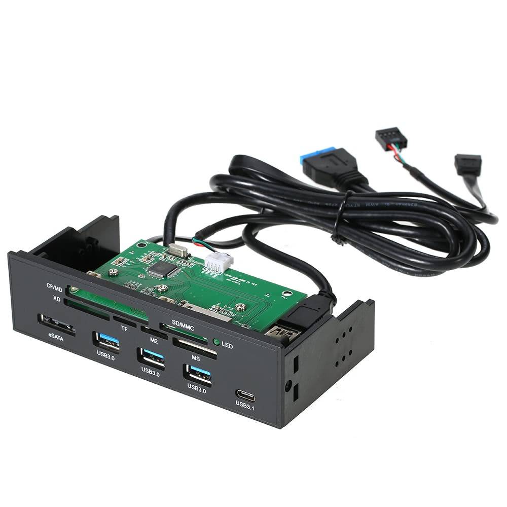 Multifunktion 5.25 "intern skrivbord frontpanel kortläsare typ-c usb 3.1 usb 3.0 navstöd cf md xd mmc sd tf m2 ms esata
