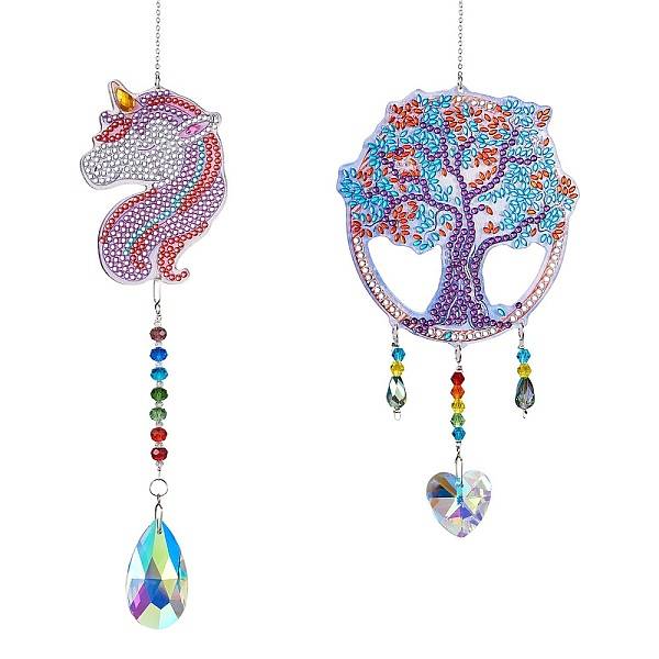 2 Sets 2-Stil-DIY-Diamantmalerei-Windspiel-Kits