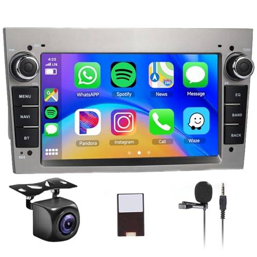 【2+64 G】 Hodozzy Carplay Autoradio för Opel Astra Meriva Zafira med Navi/WiFi, 7 tums Opel bilradio Bluetooth med Android Auto/EQ/Mirror Link/FM/RDS/SWC/USB+backkamera, grå