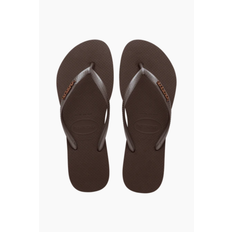 Havaianas Slim Logo Metallic Flip Flops - Dark Brown - Havaianas - Brun 41/42
