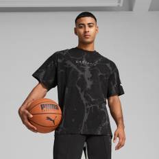 Puma HOOPS x LAFRANCÉ Written in Chrome Marble Tee Unisex, Black, Size M, Clothing - Flat Medium Gray Aop - M