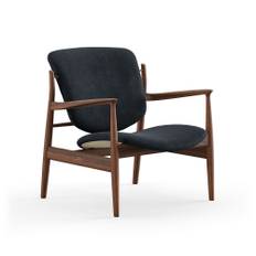 House of Finn Juhl - France Chair, Walnut, Cat. 1 Remix 183 - Lænestole - Finn Juhl - Træ farvet,Grå,Sort - Træ/Tekstilmateriale