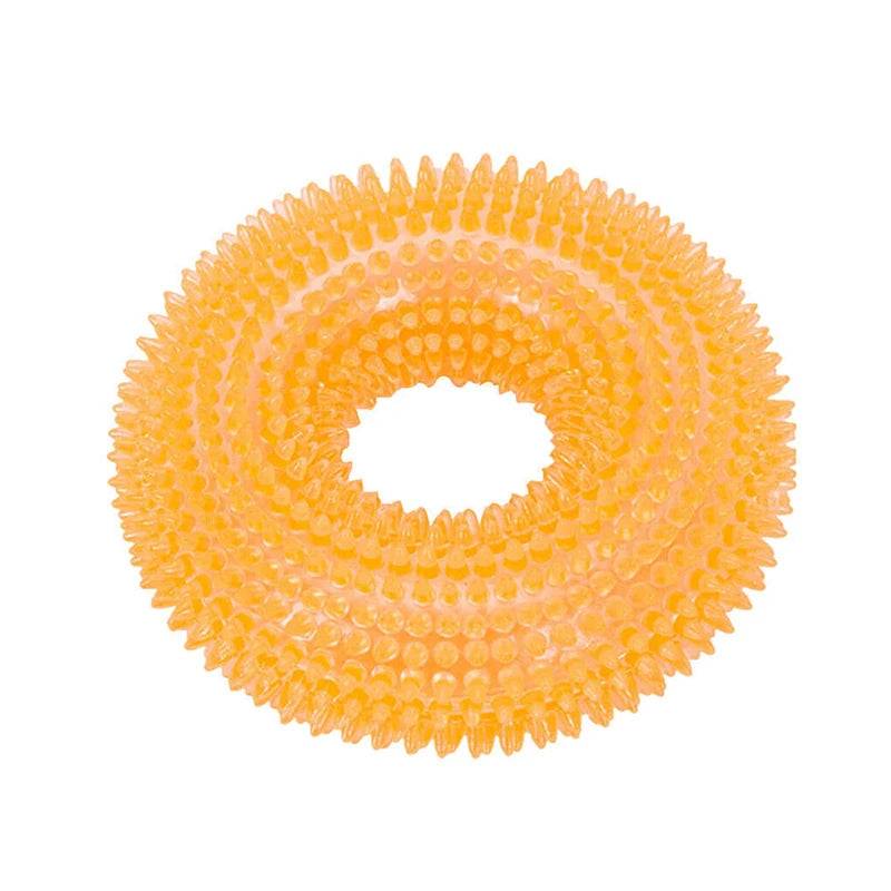 Squeaky Donut Chew Toy for Small & Medium Dogs - Orange / S-Diameter 10cm / SPC (S-Diameter 10cm)