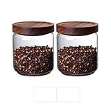 Jauhmui förvaringsburk med trälock, 2 st. 500 ml glasbehållare för kex