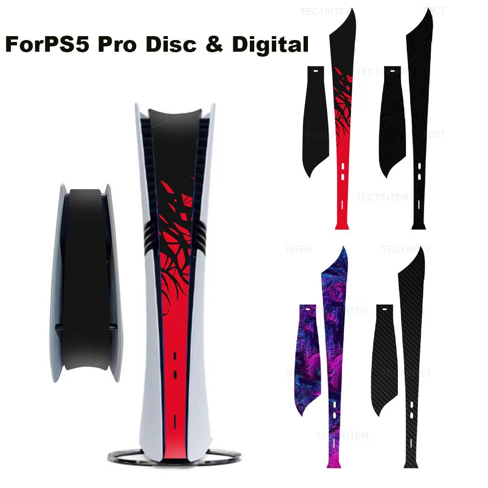 PVC Skin Sticker for PS5 Pro Disc & Digital Version Console Game Accessories Protective Middle Dust-proof Vinyl Decals Cover