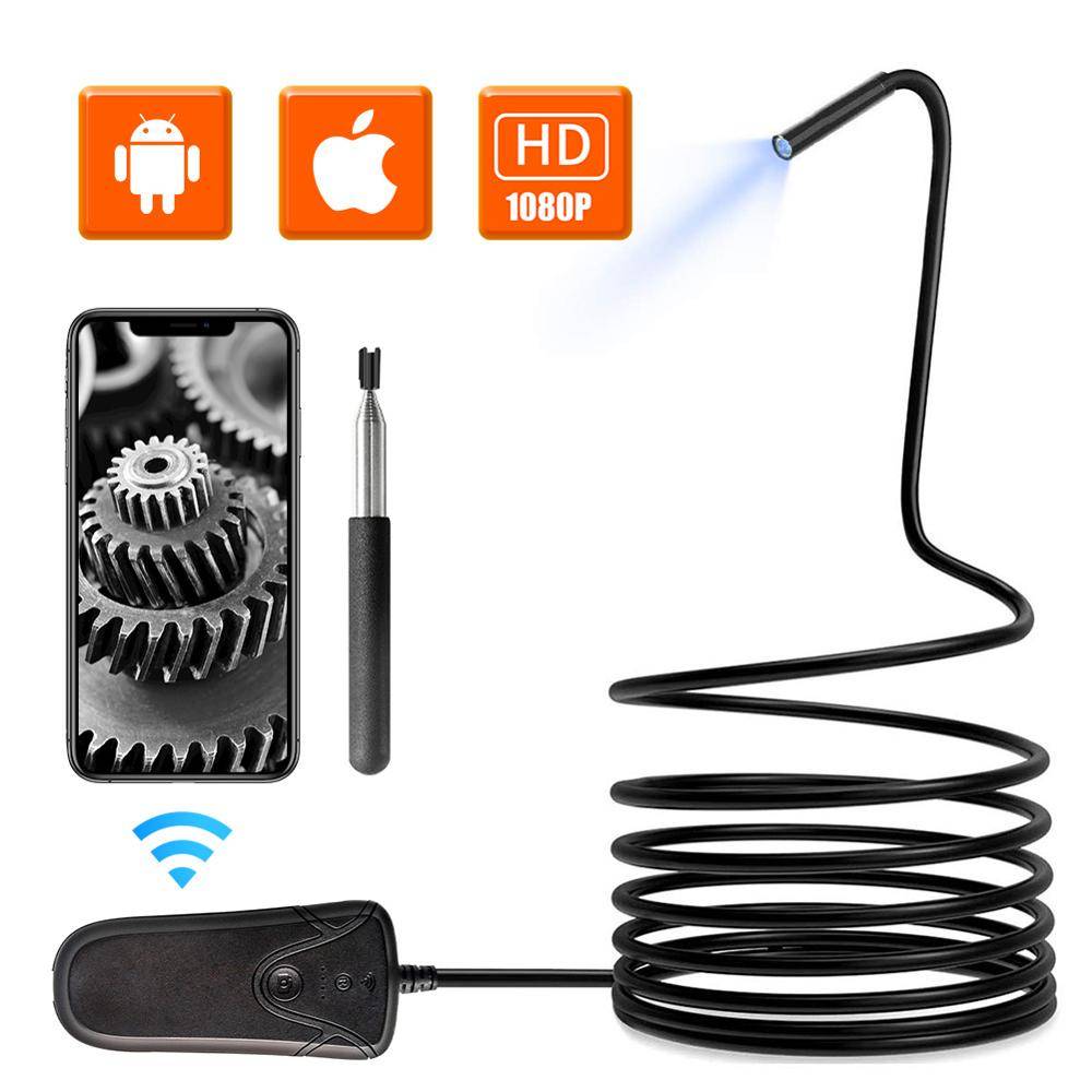5.5mm 1080p 2.0mp hd wifi inspektionskamera wifi borescope med 6 lysdioder vattentätt ip68 endoskop för android ios iphone huawei - 10m