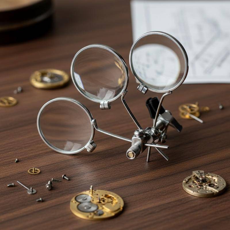 @*Triple Ocular Loupe Clip On Glasses Magnifier 10X 15X 20X Three Lens Adjustable for Watchmakers Jewelers Repair Work