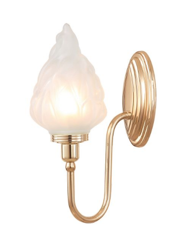 Blake Badeværelseslampe i messing og glas H27 cm 1 x G9 LED - Poleret rødguld/Frostet hvid