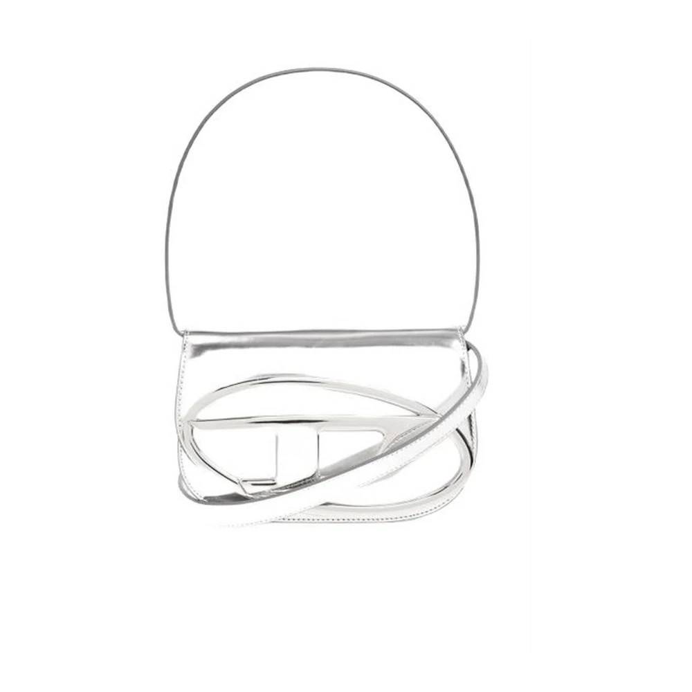 Diesel Metallic Skuldertaske med Skulpturel Hank - Tasker - Dame - Grå - ONE SIZE - Uld