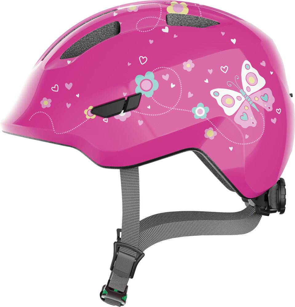Abus Smiley 3.0 Pink Butterfly Grönt spänne - S 45-50 cm