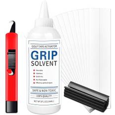 AMRTA Reparationssats för golfgrepp, 15 st 22 cm x 5 cm gummitexturerade grepp tejpremsor, 54 cm greppstorlek, inkluderar krokkniv, gummi skruvklämma, regrepp lösningsmedelssats