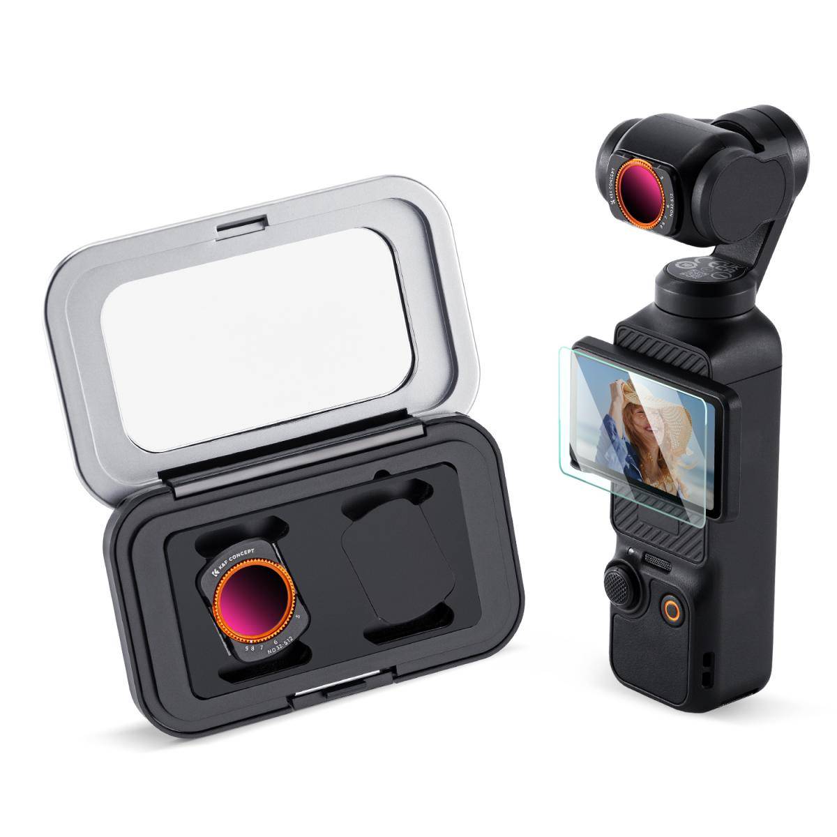 KENTFAITH K&F CONCEPT Magnetic Variable ND32-512 Filter Compatible with DJI Osmo Pocket 3, K-Series 5-9 Limited Stops Adjustable ND Filter, Action Camera Accessories, Multi-Coated HD Optical Glass
