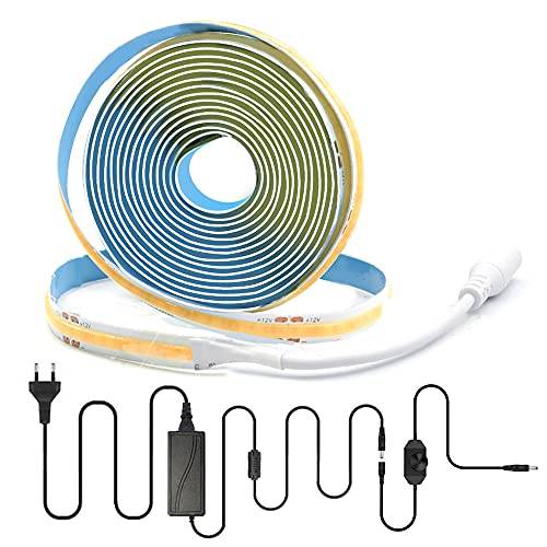 Arotelicht COB LED-remsa 12V 3m COB LED-remsor varmvit High Density 320LEDs/m 960Leds 3000K Kan dimbar med dimmeradapter LED-tejp IP20 för TV-bakgrundsbelysning sovrum inredning