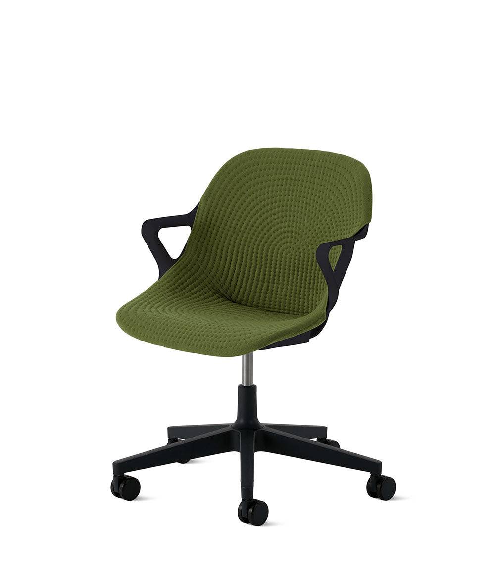 Zeph-stoel vaste armleuningenZwart in Unibody/Olive by Herman Miller