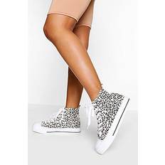 Leopard High Top Canvas Trainers - leopard - 36