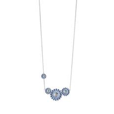 Georg Jensen Daisy halskæde i sølv med blå emalje